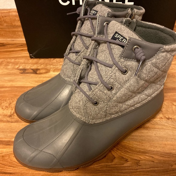 Sperry Saltwater Wool Grey Duck Boots 11m 11 new winter rain - Picture 5 of 6